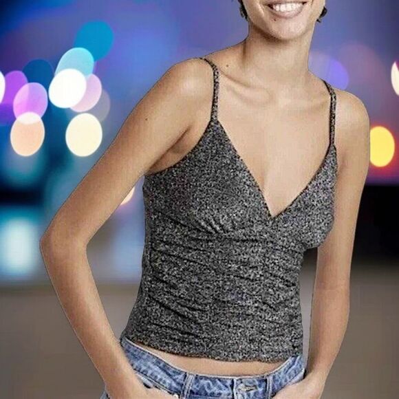 Y2K Coquette Ruched Tank Top XS Crop Corset Cami Goth Glittery Fairy Whimsigoth - Picture 14 of 16